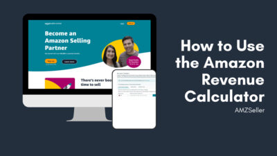 A computer and a tablet showing the Amazon Seller Program UK website and calculator